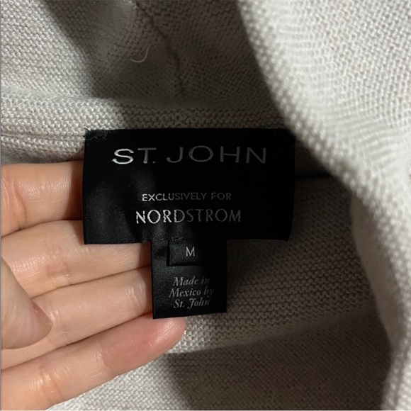 St John Cowel Neck Wool Sweater in Oyster - Picture 3 of 5